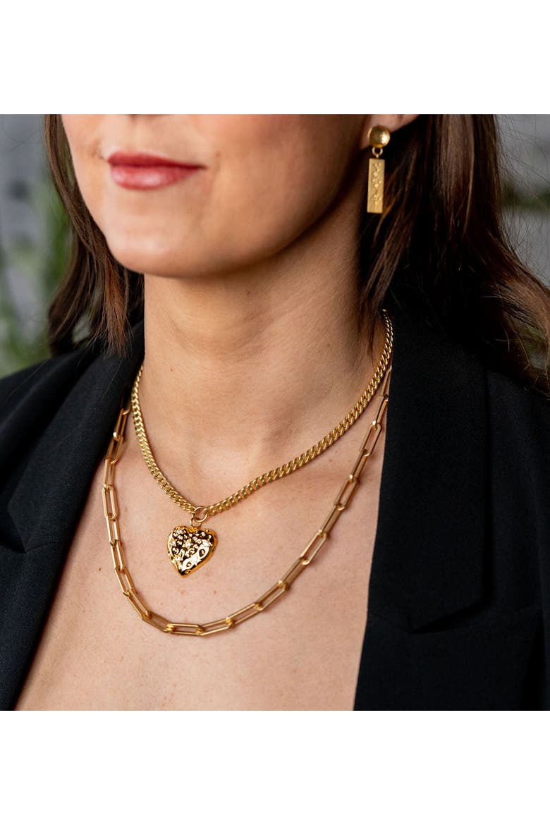 Big Heart Necklace, Alternate, color, Gold