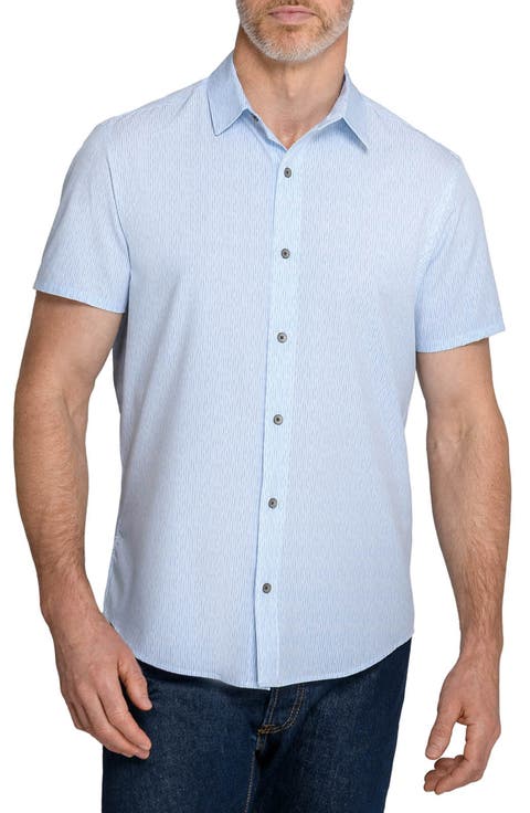 Abstract Stripe Short Sleeve Performance Button-Down Shirt