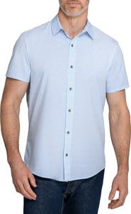 W.R.K Abstract Stripe Short Sleeve Performance Button-Down Shirt