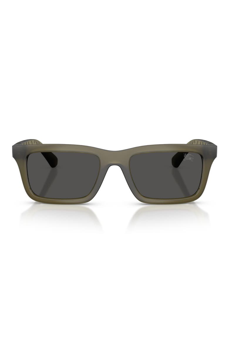53mm Rectangular Sunglasses, Main, color, MATTE GREEN / DARK GREY