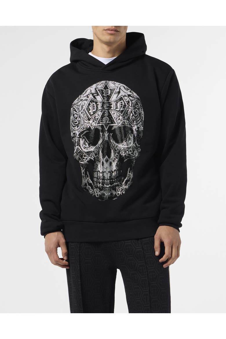 Hoodie Sweatshirt Gothic Skull Men, Main, color, black