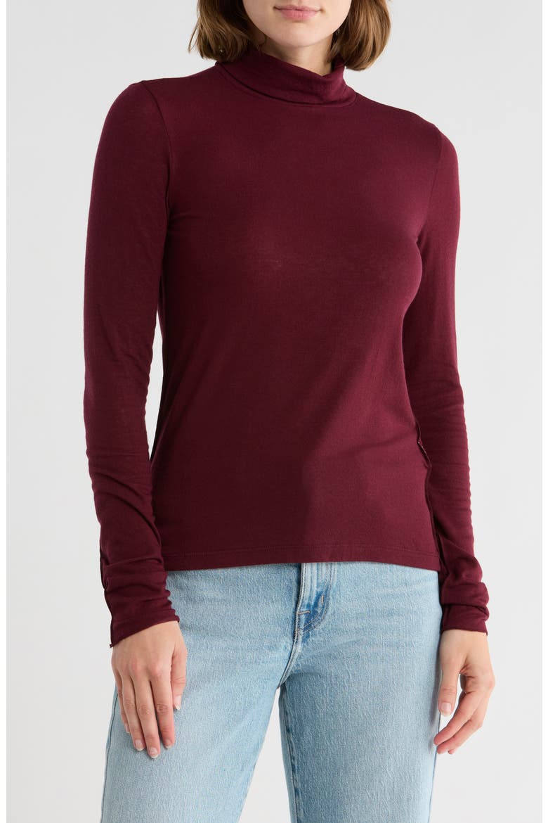 Long Sleeve Turtleneck Top, Main, color, BORDEAUX