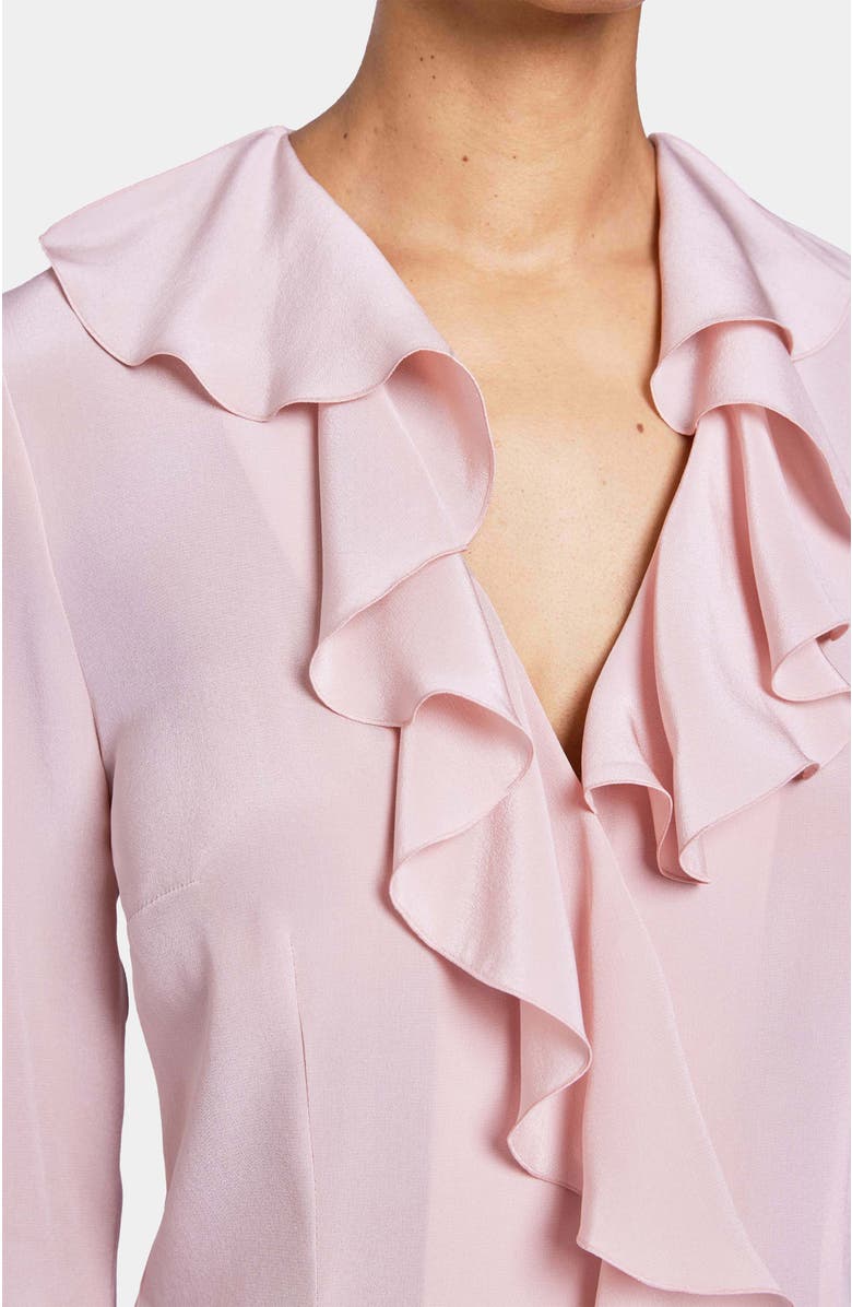 Santorelli SYDNEY Long Sleeve Ruffle Neck Blouse, Alternate, color, Blush