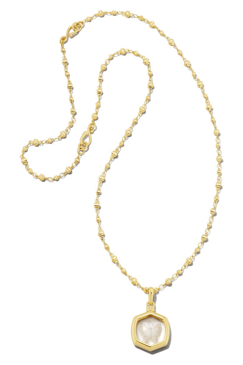 Davie Intaglio Pendant Necklace, Alternate, color, GLD CLEAR GLSS BTFLY
