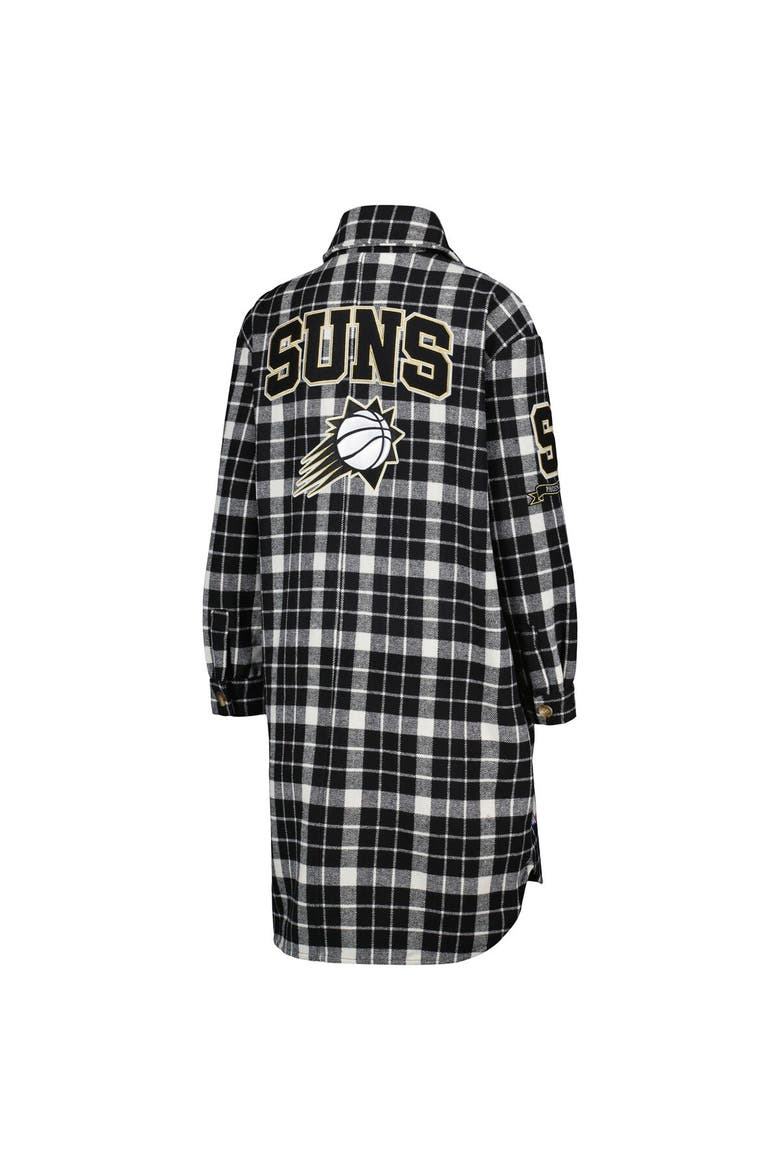 Women's Pro Standard White/Black Phoenix Suns Prep Plaid Button-Up Shacket, Alternate, color, White