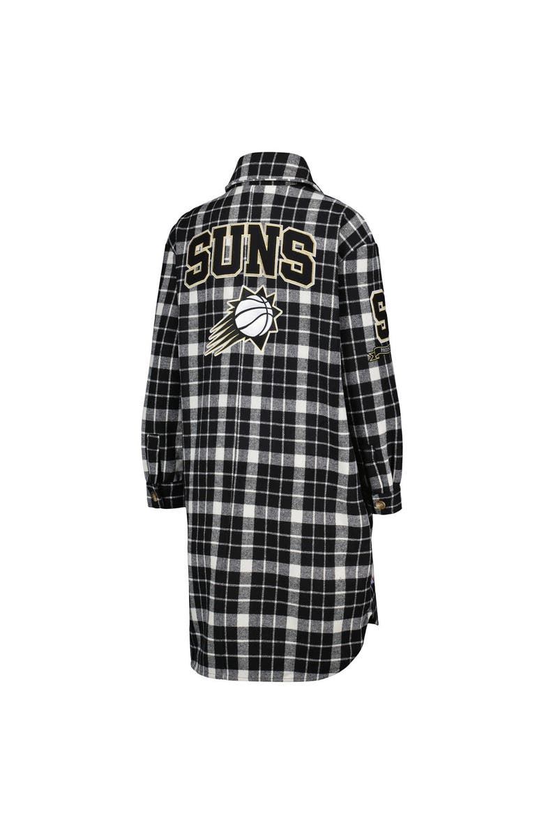 PRO STANDARD Women's Pro Standard White/Black Phoenix Suns Prep Plaid Button-Up Shacket, Alternate, color, White