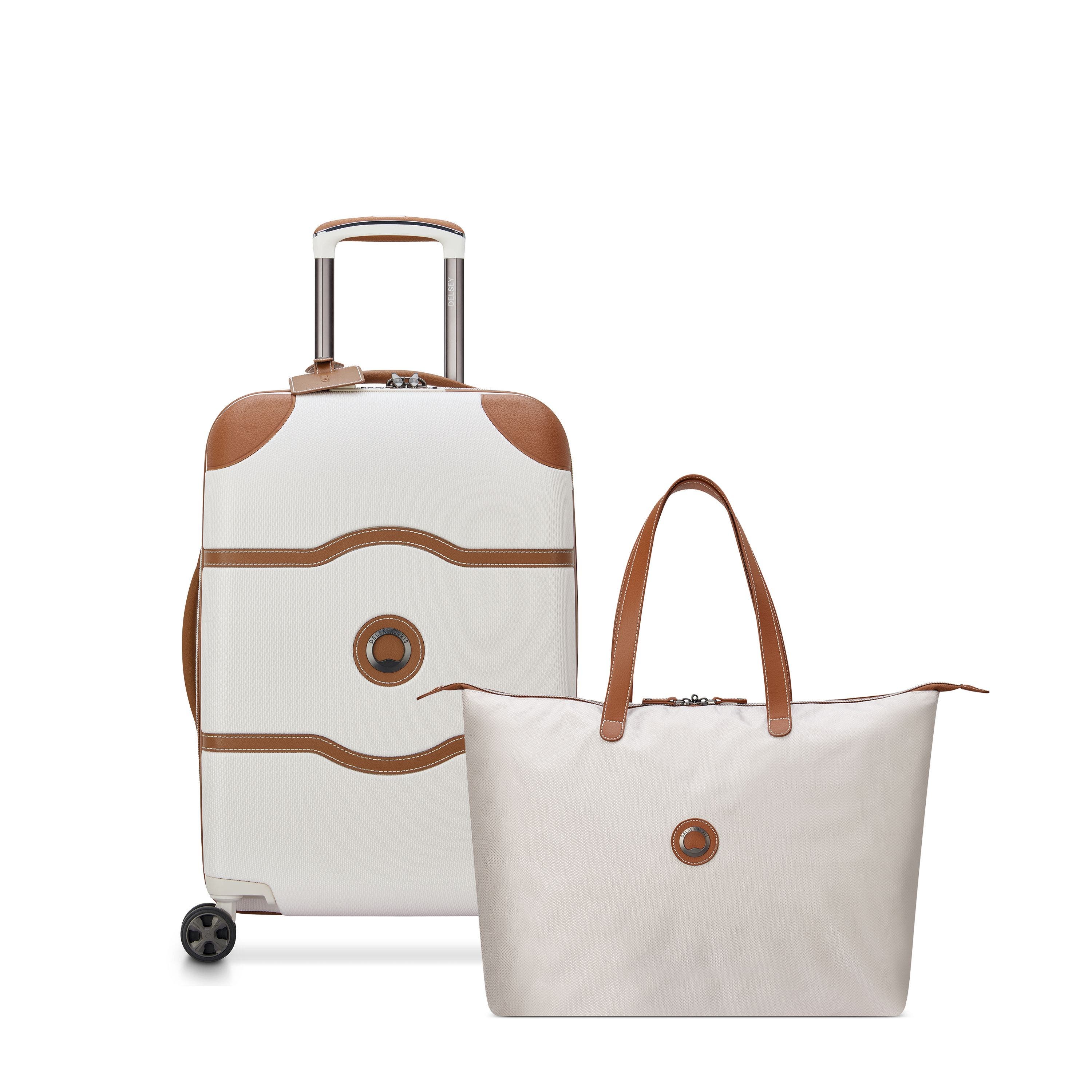 Delsey Paris Chatelet Air 2.0 - 2 Piece Set - 21" Carry-On Spinner & Tote Bag, Main, color, Angora