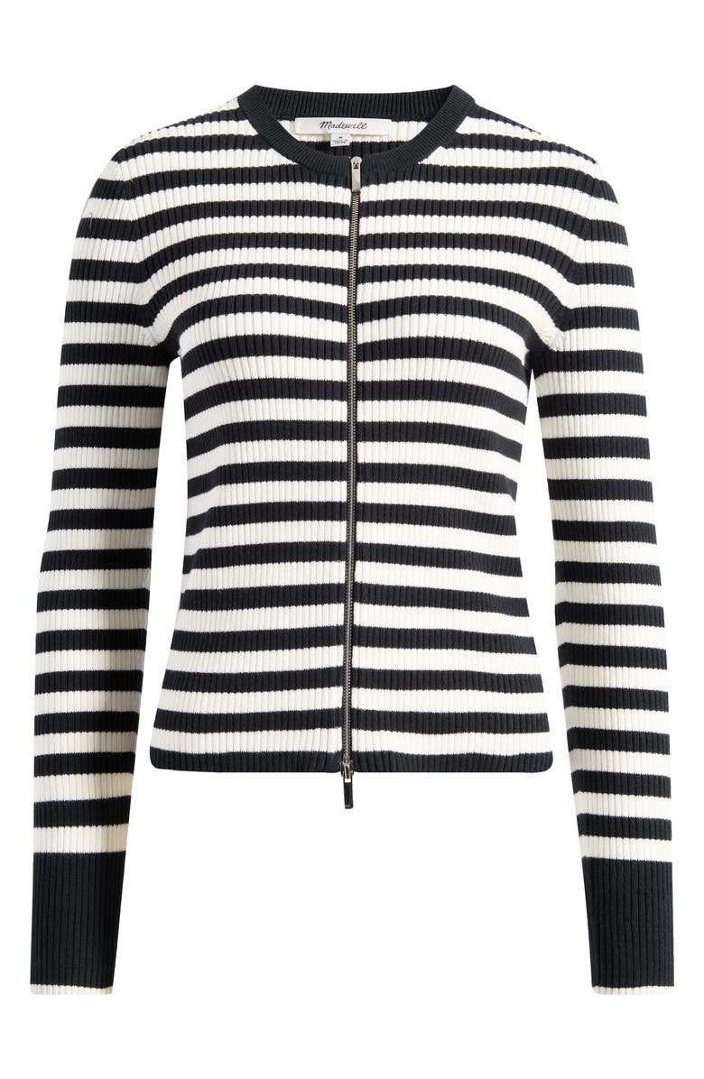 Madewell Stripe Zip Front Cardigan, Alternate, color,
