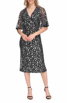 Sequin Faux Wrap Dress