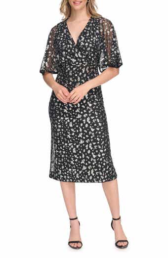 Sequin Faux Wrap Dress