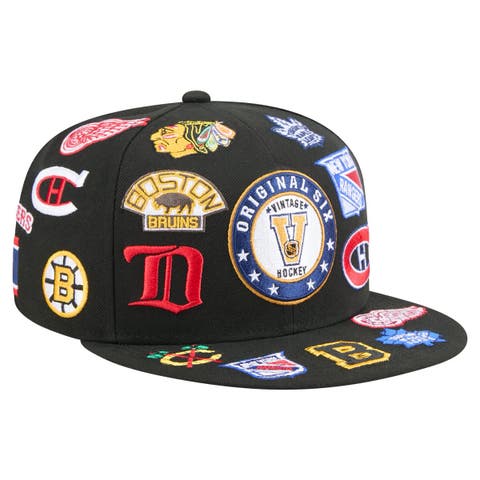 Men's New Era  Black Original 6 Allover Logos 9FIFTY Snapback Hat