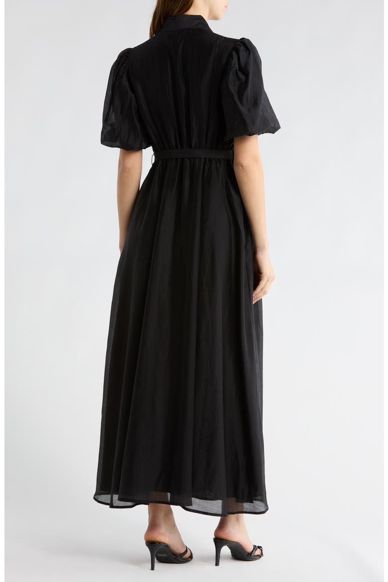 Brielle Puff Sleeve Lace Bodice Shirtdress, Alternate, color, BLACK