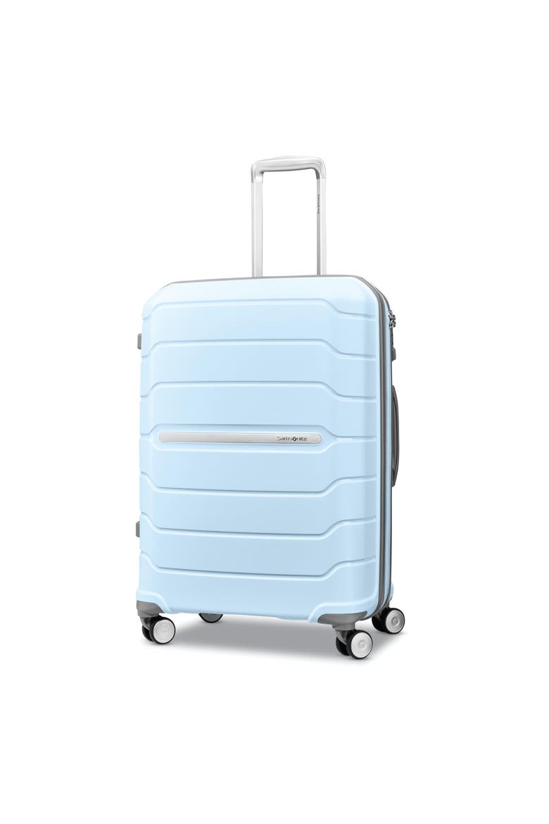 Freeform Hardside Expandable 24" Medium Checked Spinner Luggage, Main, color, Sky Blue