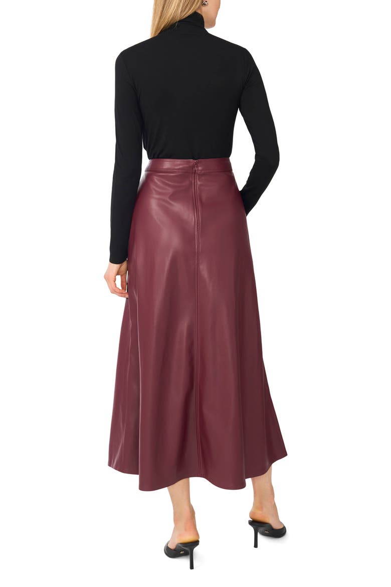 Faux Leather A-Line Maxi Skirt, Alternate, color, CRISP MERLOT