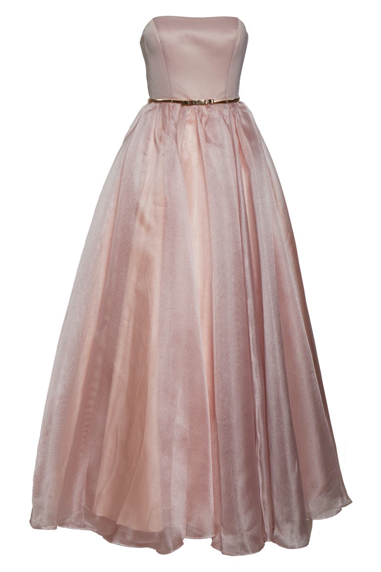 Strapless Belted Ballgown, Alternate, color, ROSE PINK