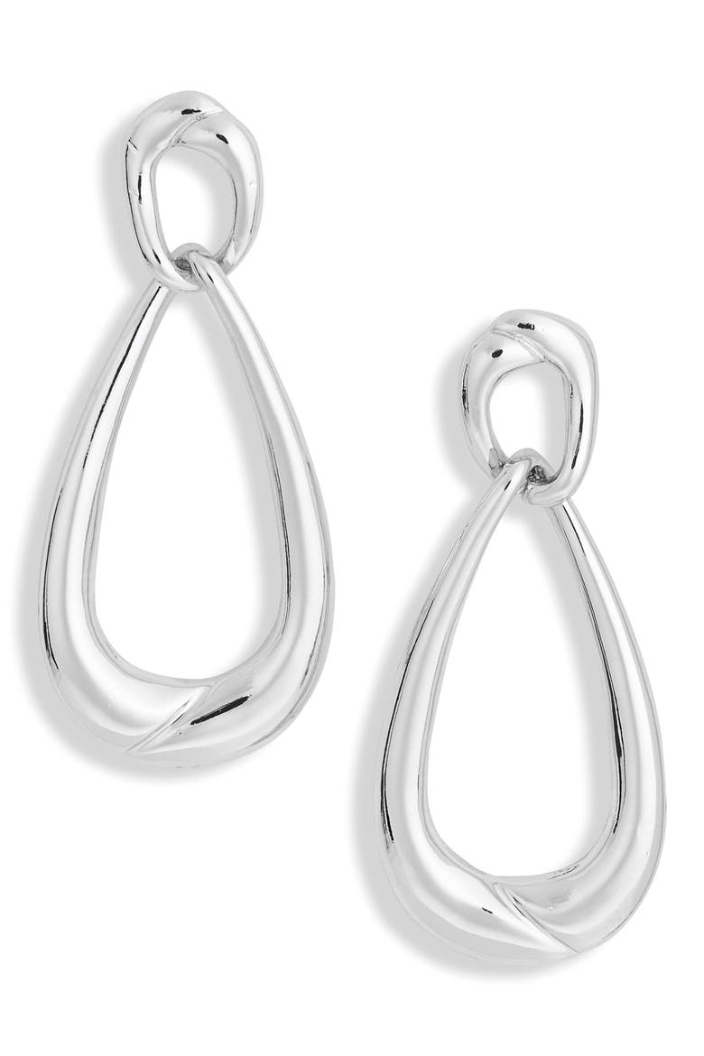 Elongated Teardrop Drop Earrings, Main, color, SILVER