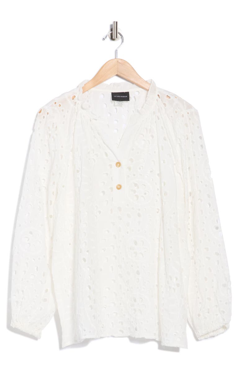 Forgotten Grace Eyelet Button-Up Shirt, Main, color, White