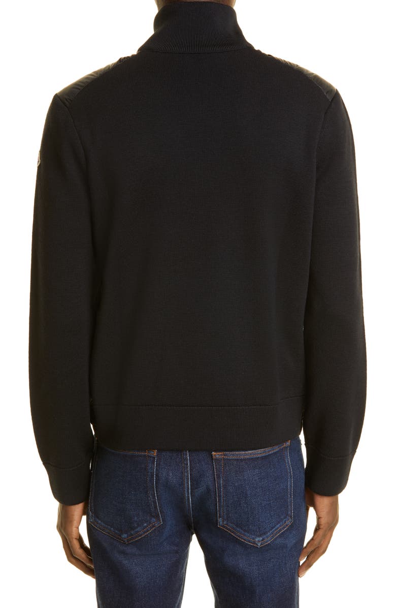 Moncler Quilted Down & Knit Cardigan, Alternate, color, 