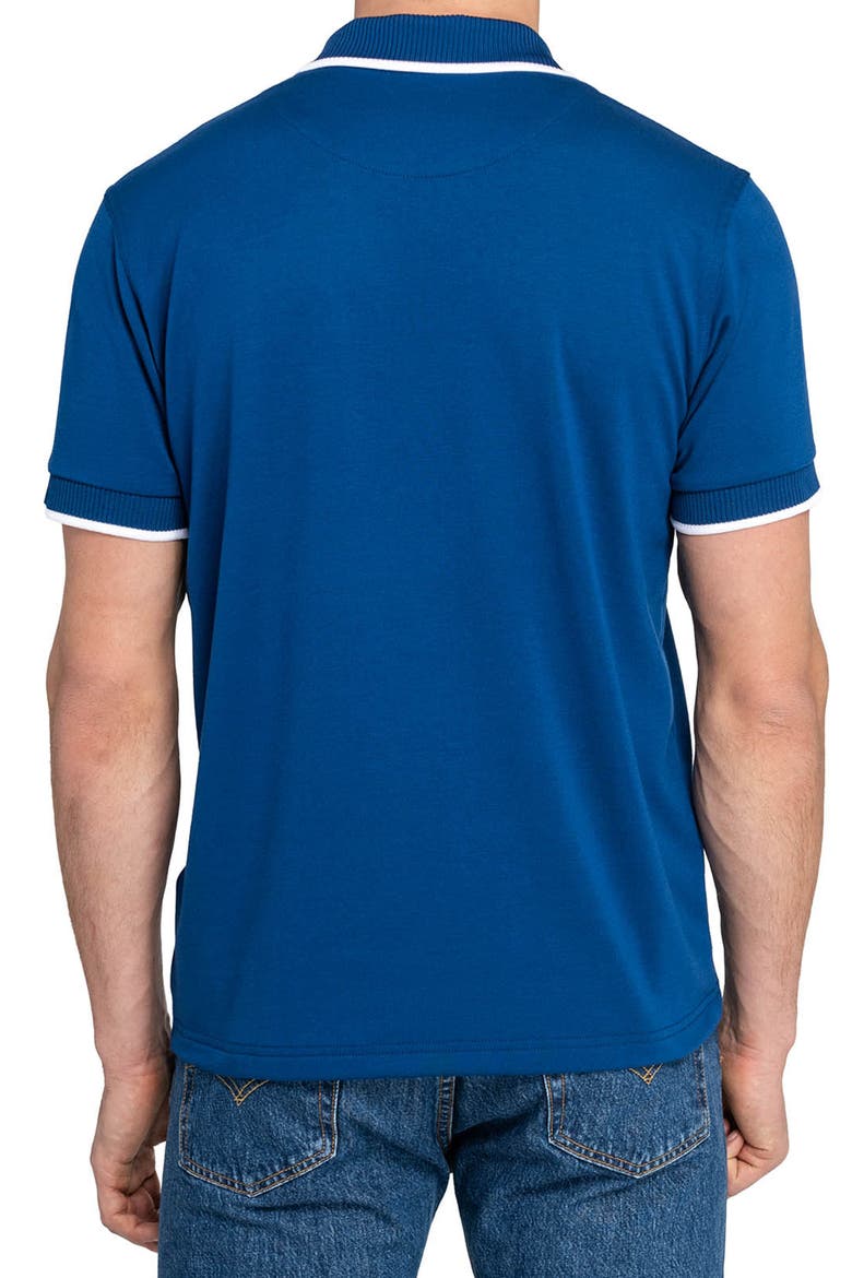 Slim Fit Solid Johnny Collar Short Sleeve Polo, Alternate, color, NAVY