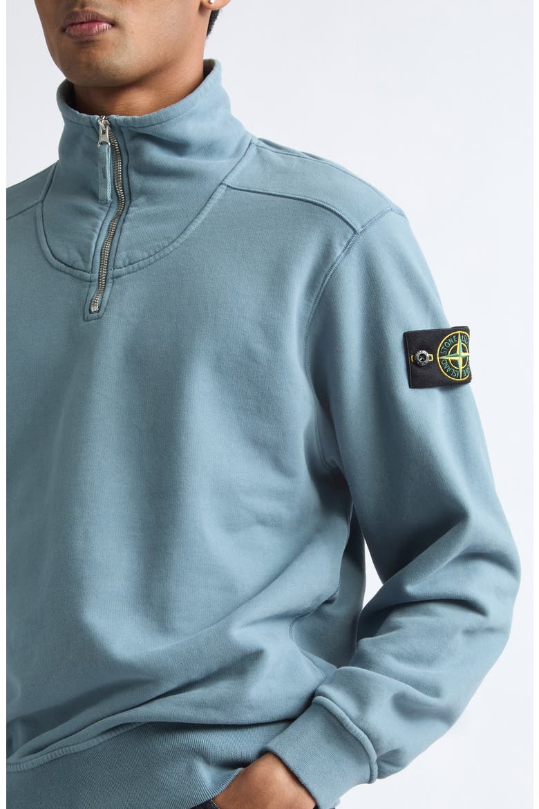 Cotton Quarter Zip Pullover, Alternate, color, V002B BLUE ACCIAIO