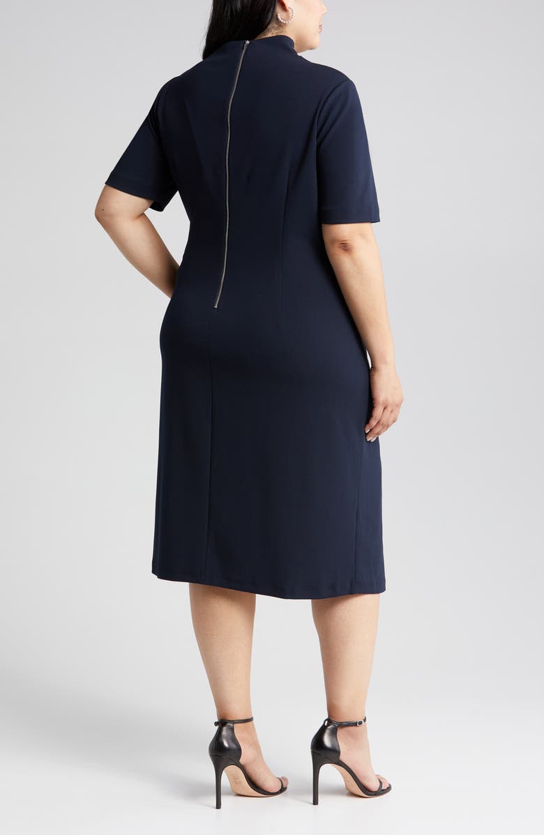 Maggy London Drape Midi Sheath Dress, Alternate, color, 