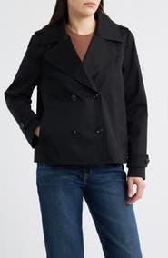 London Fog Water Resistant Double Breasted Short Trench Coat