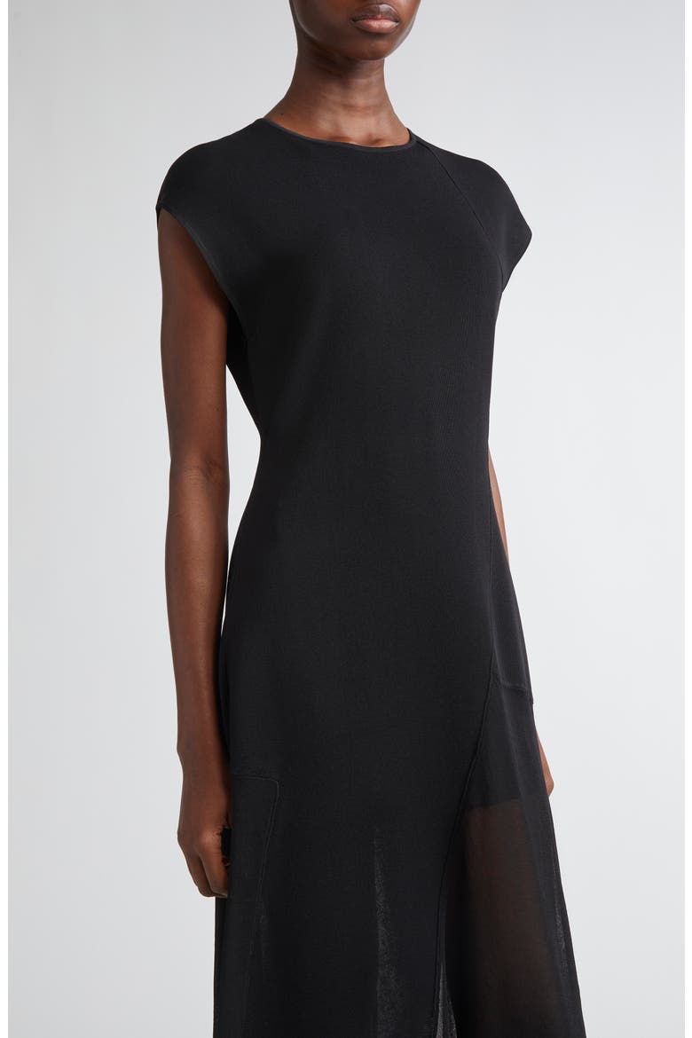 Seamed Asymmetric Dress, Alternate, color, BLACK