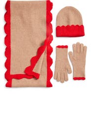 Treasure & Bond Scalloped Scarf, Beanie & Gloves Set