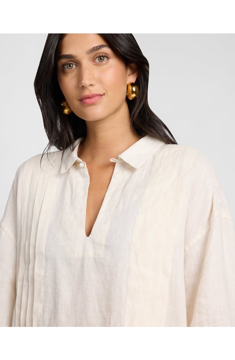 Onia Linen Pintuck Popover Shirt, Alternate, color, Natural