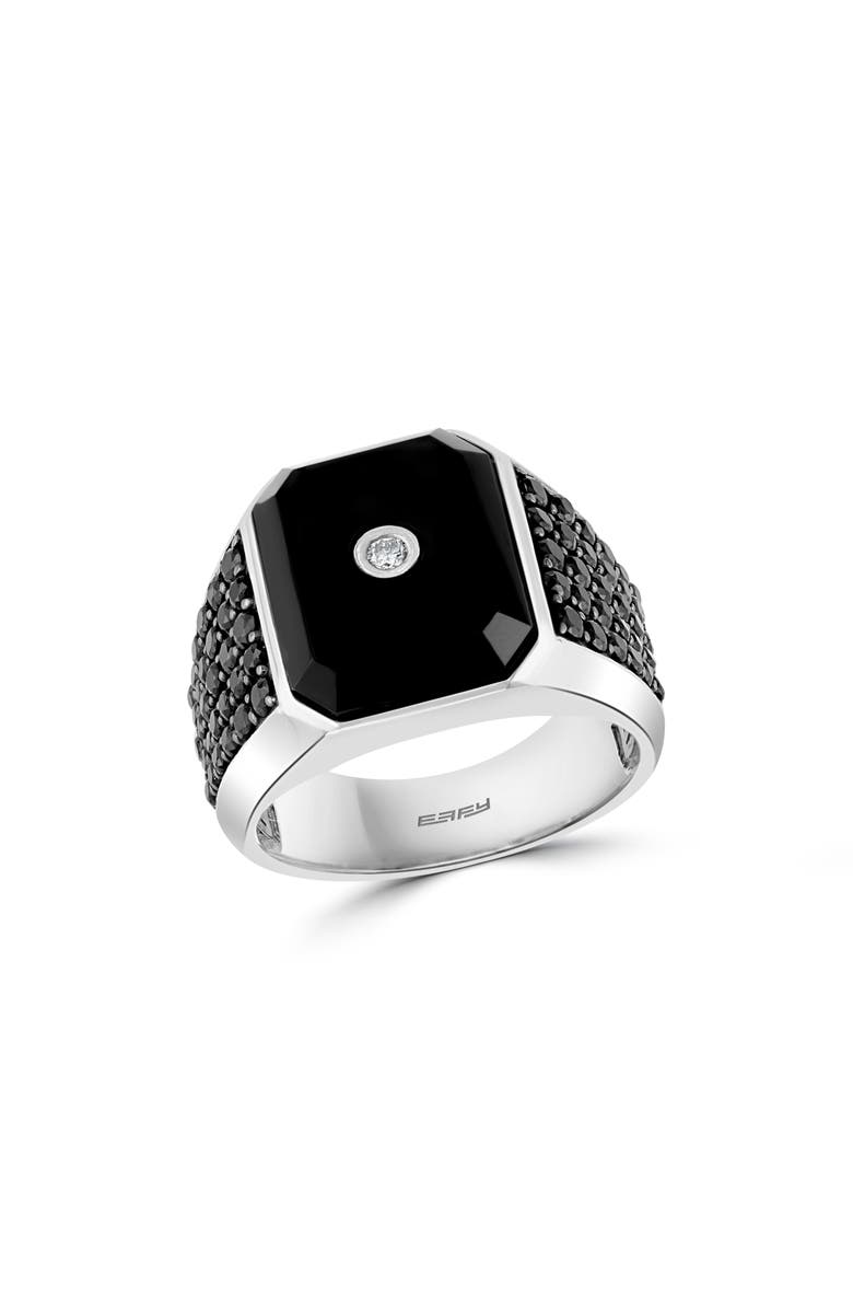 EFFY Sterling Silver Diamond & Black Spinel Ring - 0.04ct., Main, color, Black