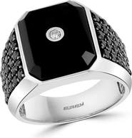 EFFY Sterling Silver Diamond & Black Spinel Ring - 0.04ct.