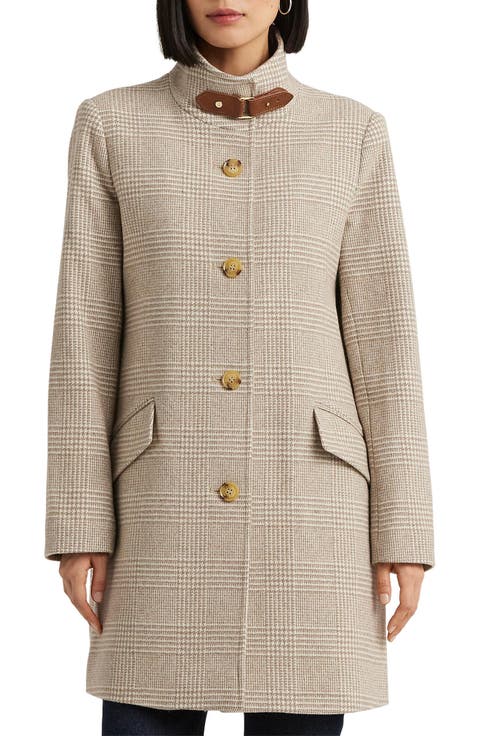 Tab Front Wool Blend Coat