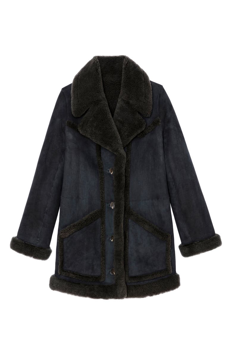 Zadig & Voltaire Laury Genuine Shearling Coat, Alternate, color, 