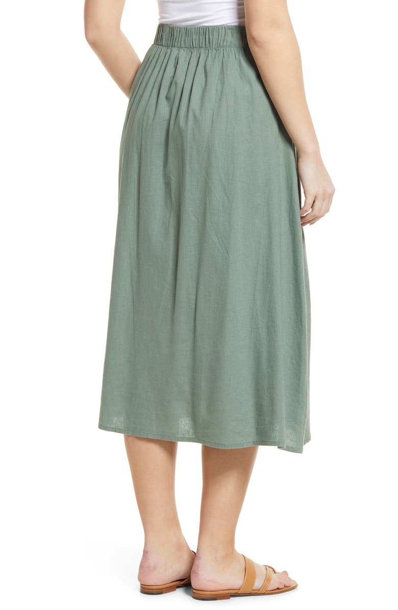 Caslon<sup>®</sup> Solid Linen Blend Midi Skirt, Alternate, color,