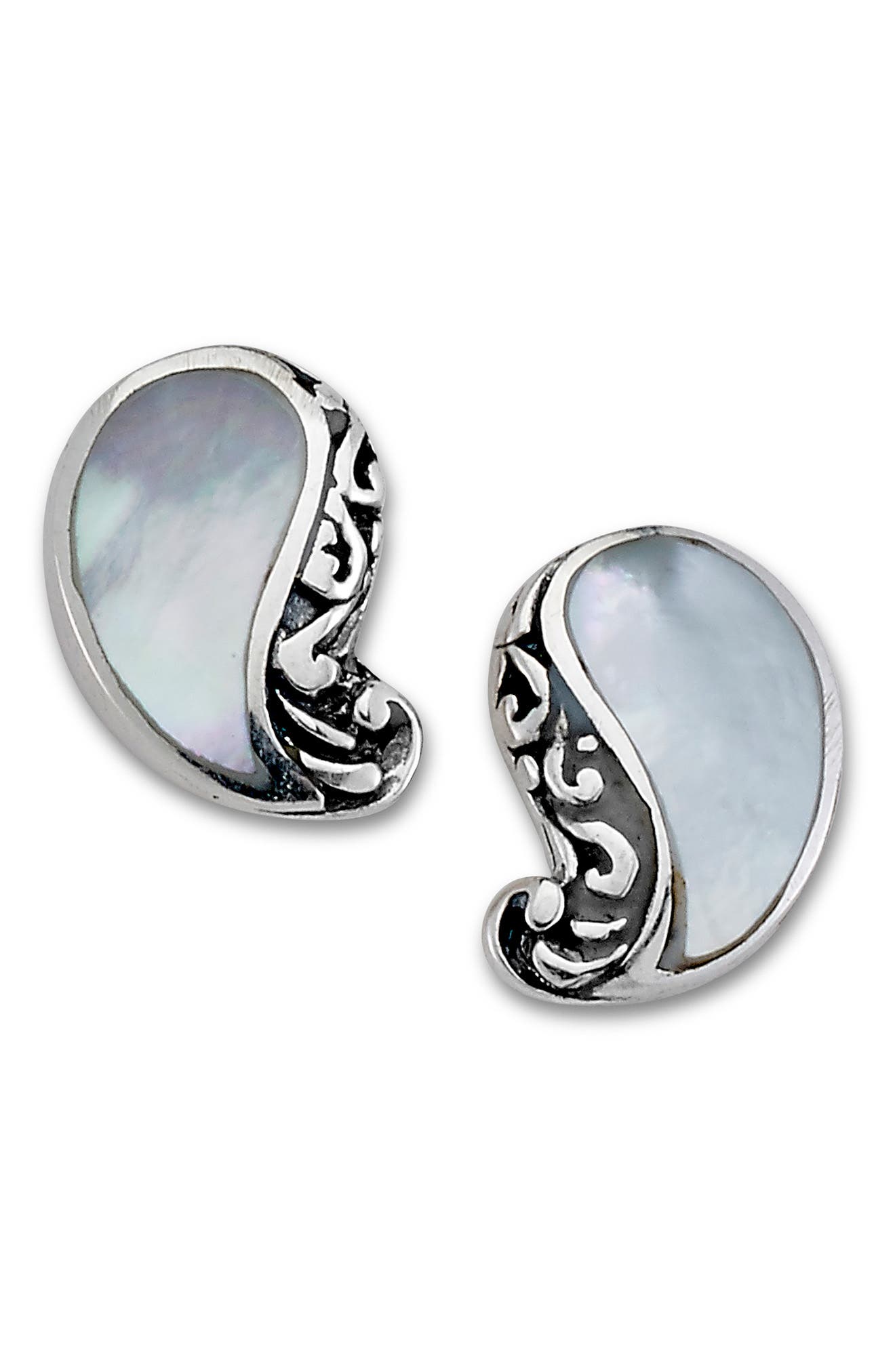 SAMUEL B. Mother of Pearl Paisley Stud Earrings