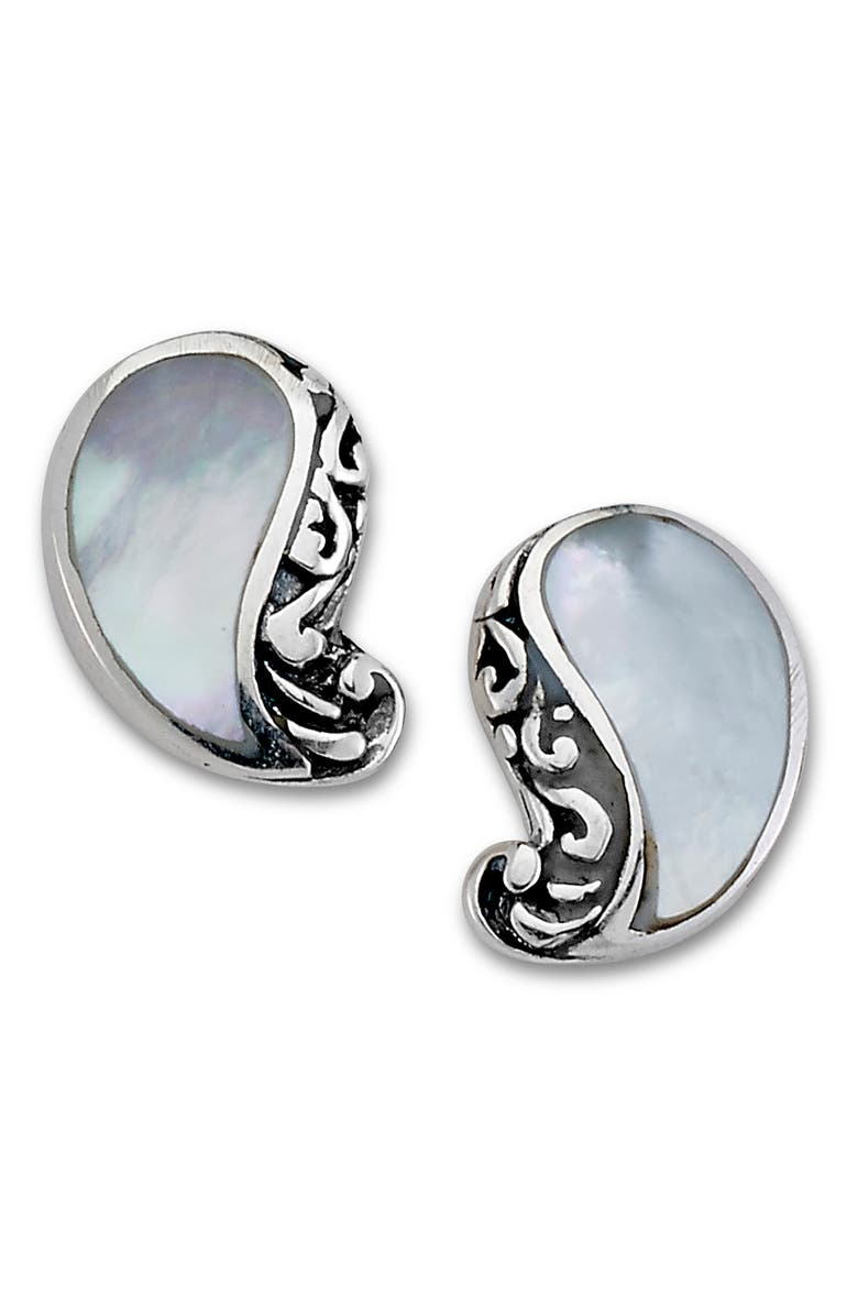 SAMUEL B. Mother of Pearl Paisley Stud Earrings, Main, color, White