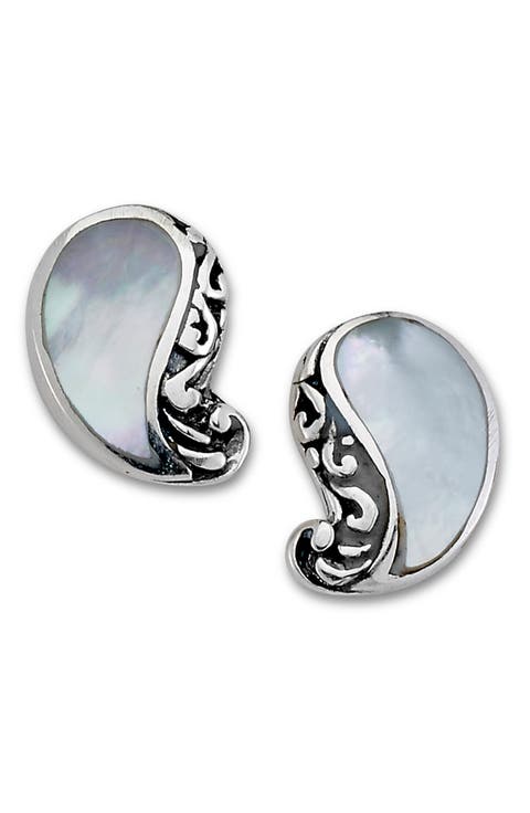 Mother of Pearl Paisley Stud Earrings