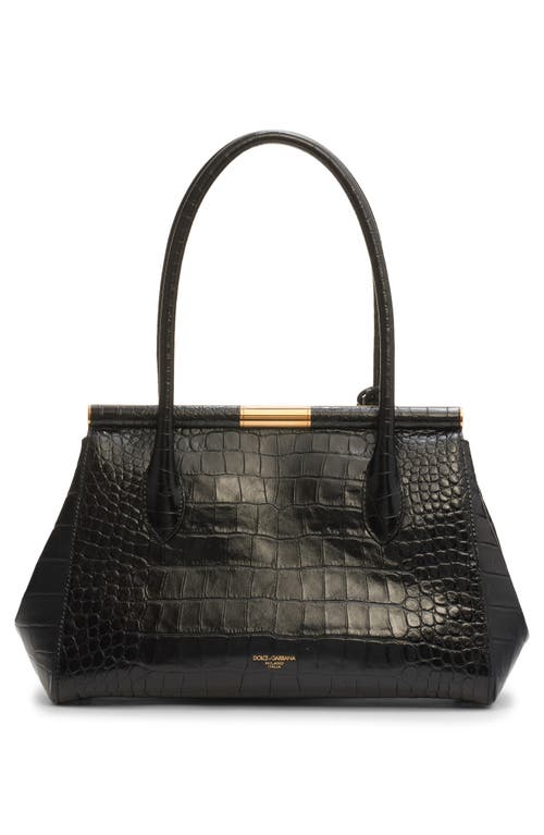 Dolce & Gabbana Dolce&gabbana Marlene Everyday Croc Embossed Bag In Nero