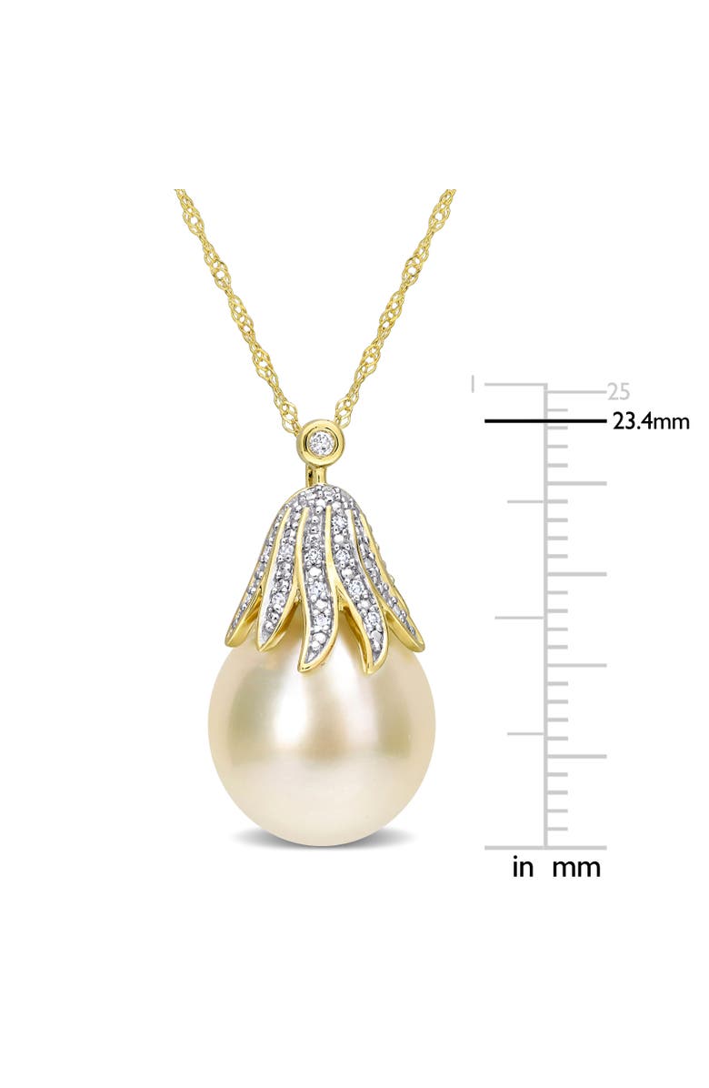 Julianna B. Cultured Pearl & Diamond Floral Necklace 14k, Alternate, color, South Sea Pearl/Yellow Gold