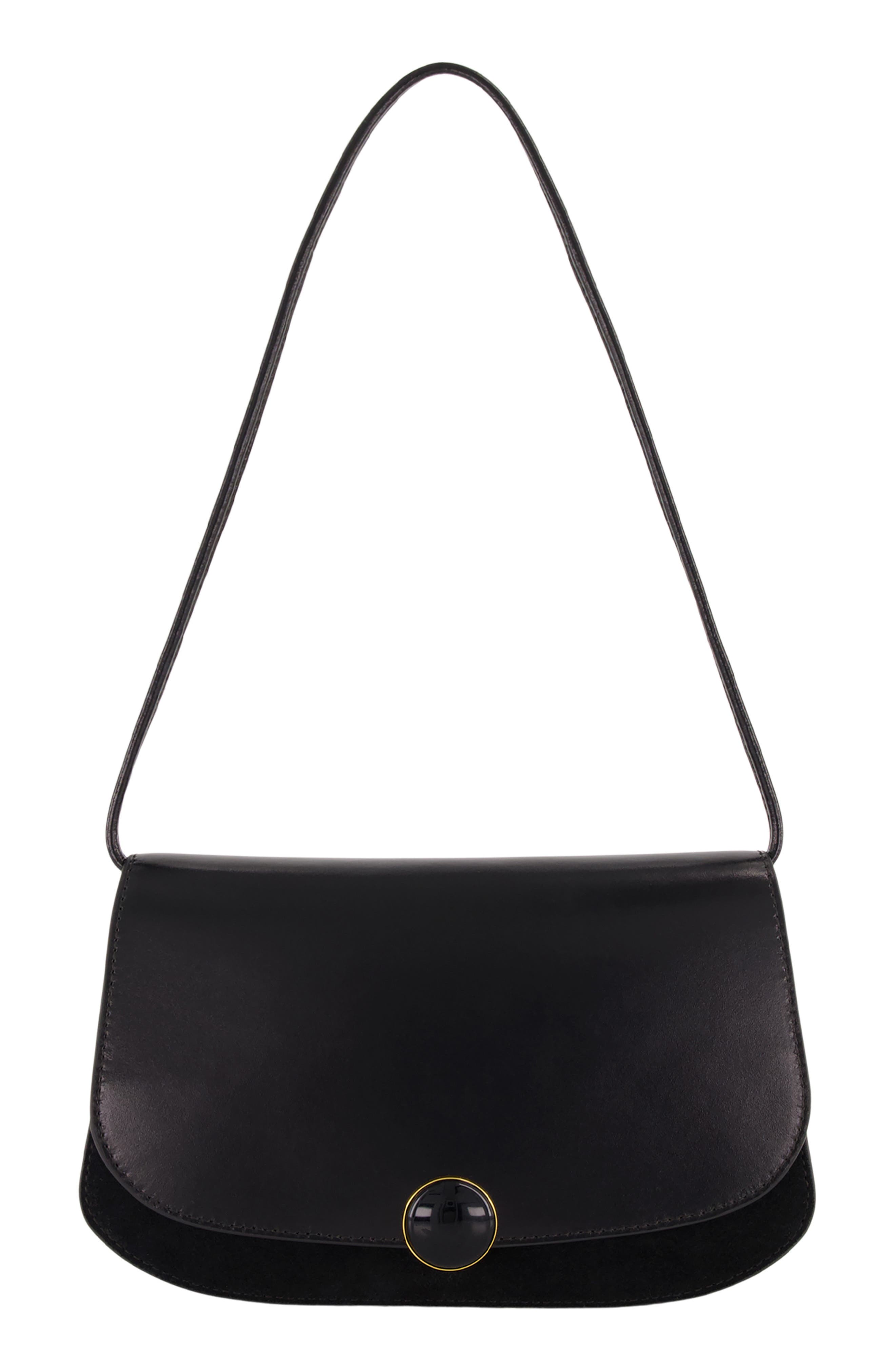 Flora Triple Gusset Leather Clutch Wallet, Main, color, BLACK