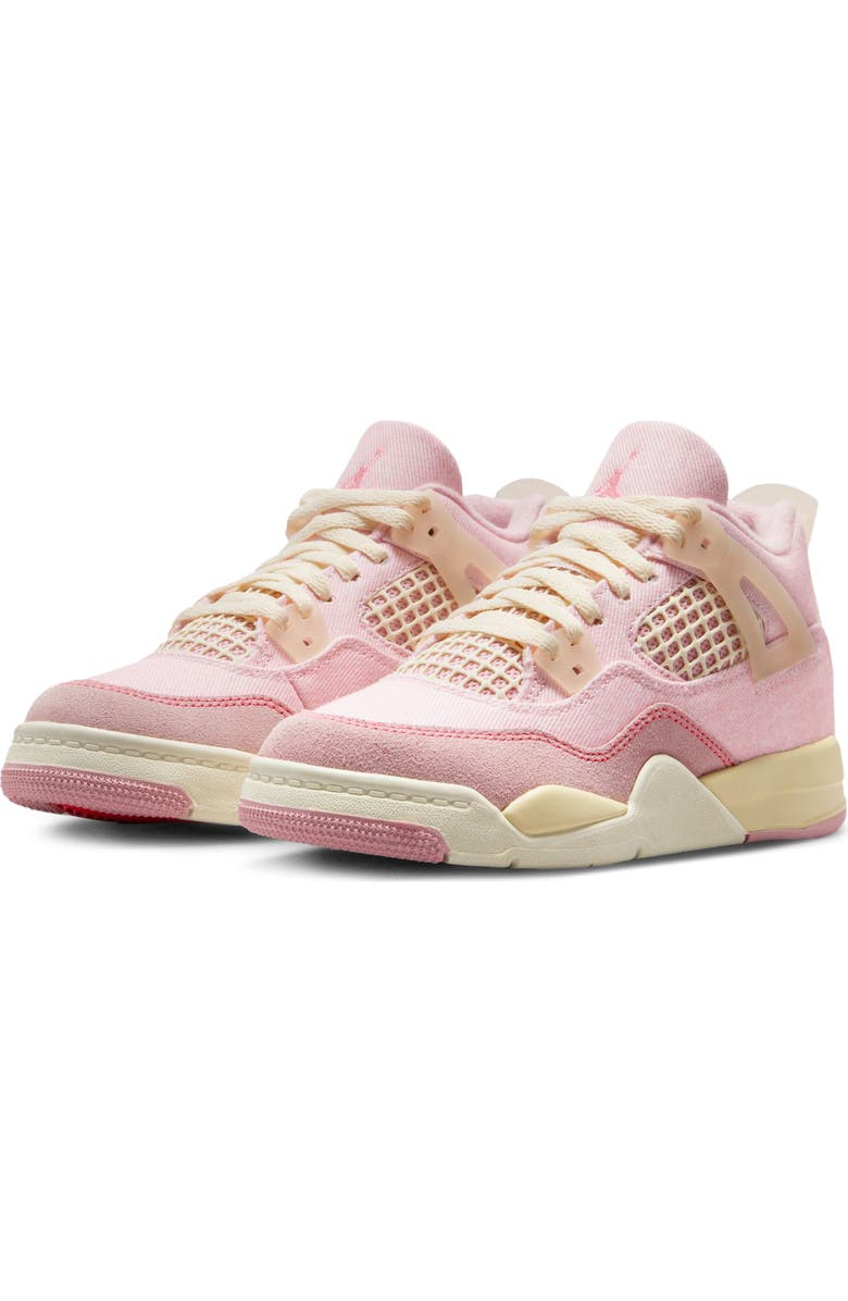 Jordan Kids' Jordan 4 Retro Basketball Sneaker, Main, color, Pearl Pink/ Iced Carmine