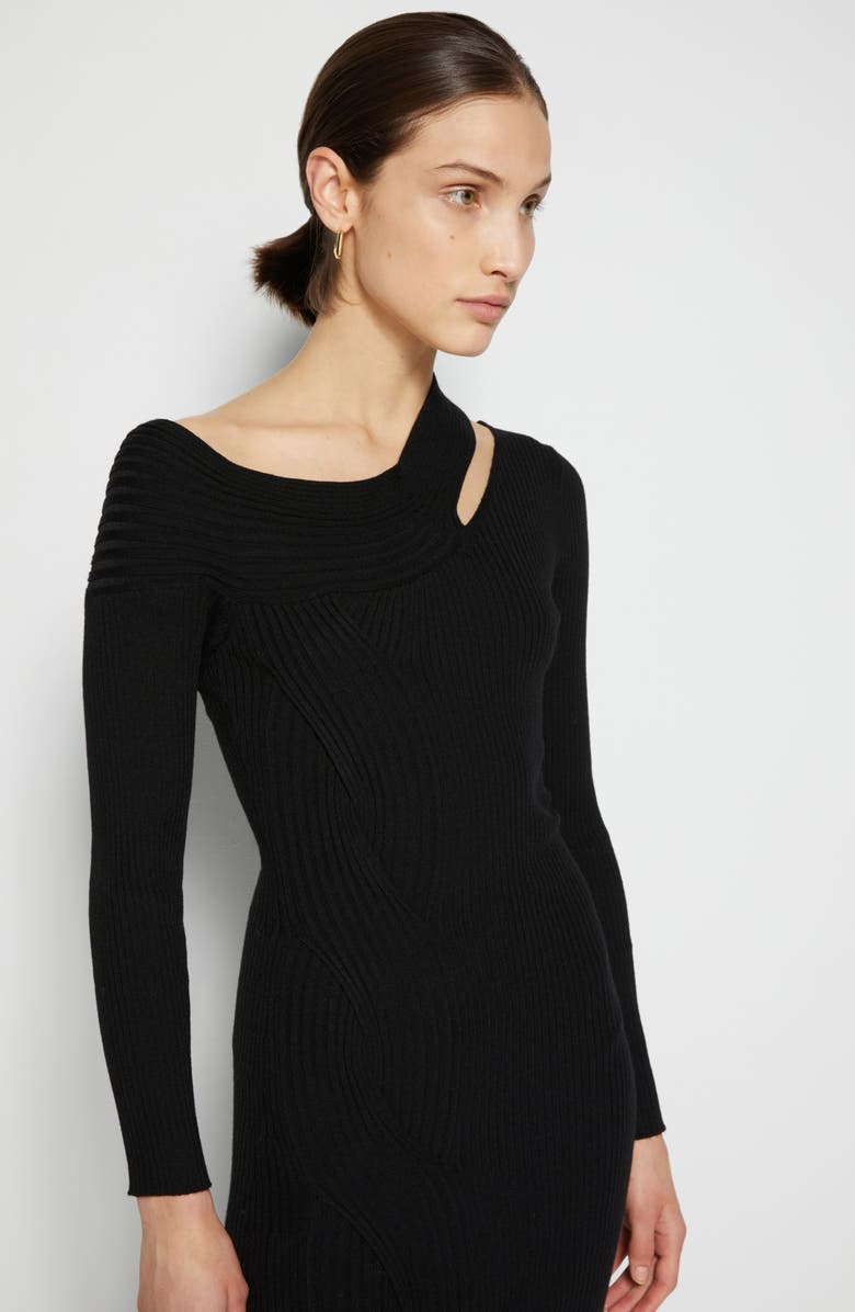 Simkhai Jonathan Simkhai Ribbed Cutout Long Sleeve Sweater Dress, Alternate, color, 