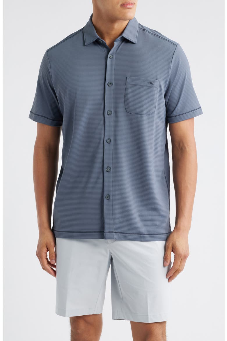 Costa Wave Short Sleeve Button-Up Shirt, Main, color, TURBULENCE