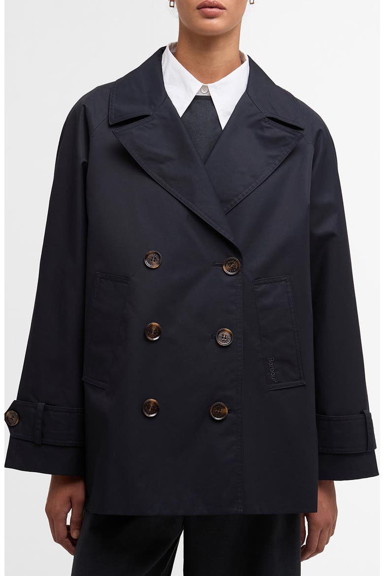 Maisy Showerproof Double Breasted Jacket, Main, color, DARK NAVY
