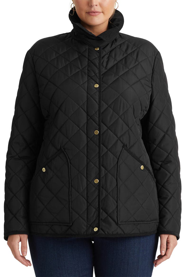 Diamond Quilted Jacket, Main, color, BLACK