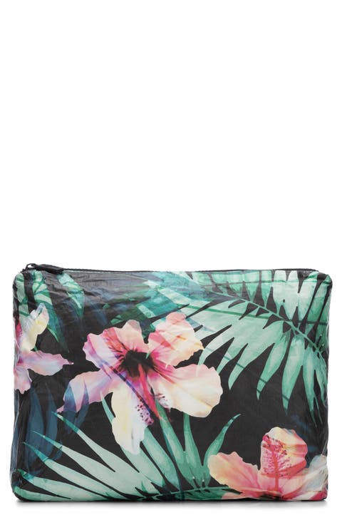 Mid HIbiscus Palm Water Resistant Tyvek® Zip Pouch