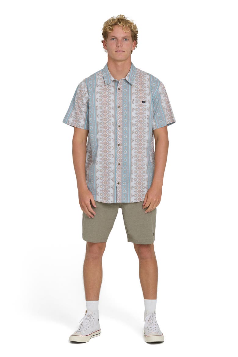 Sundays Short Sleeve Cotton Blend Button-Up Shirt, Alternate, color, BLUE FOG