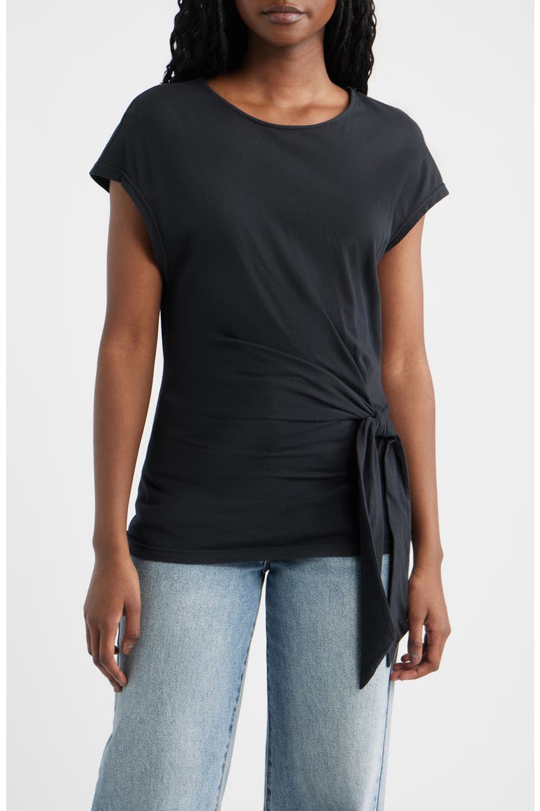 Gabbie Side Cotton Top, Main, color, BLACK