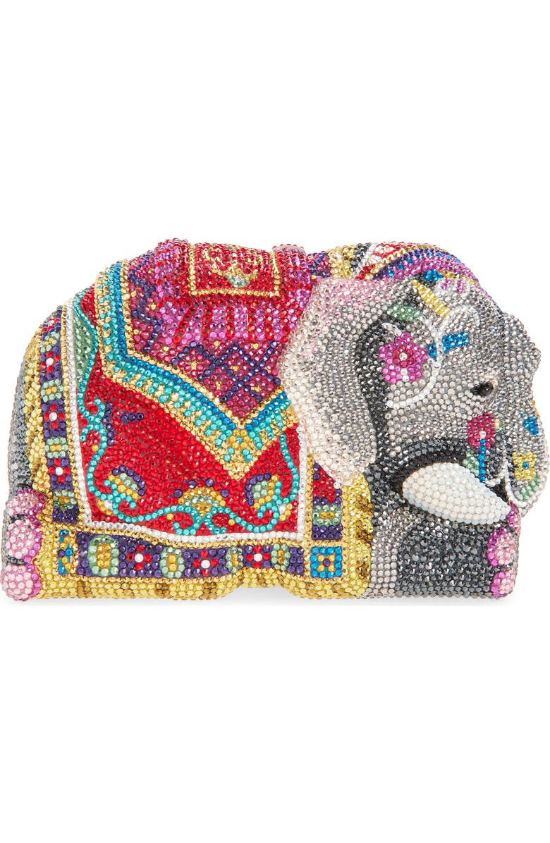JUDITH LEIBER COUTURE Elephant Crystal Embellished Clutch, Alternate, color, Silver Multi