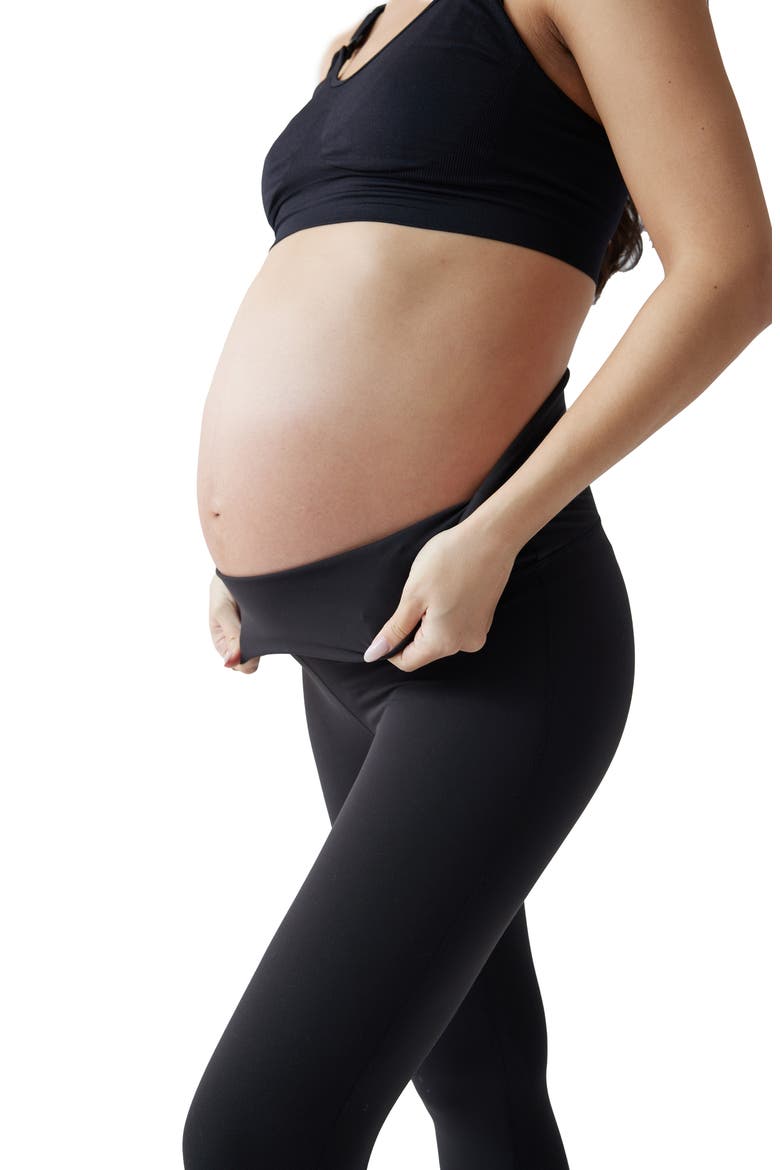 Set of 2 Fold Down Waist Maternity Leggings, Alternate, color, BLACKNAVY